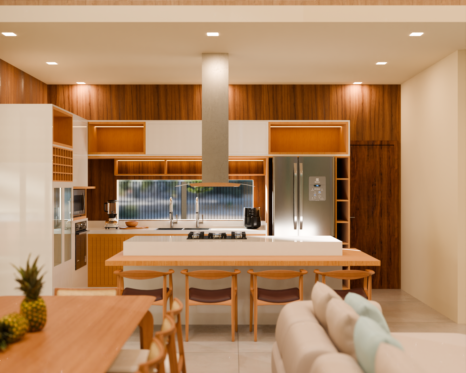 Cozinha com integra&ccedil;&atilde;o visual